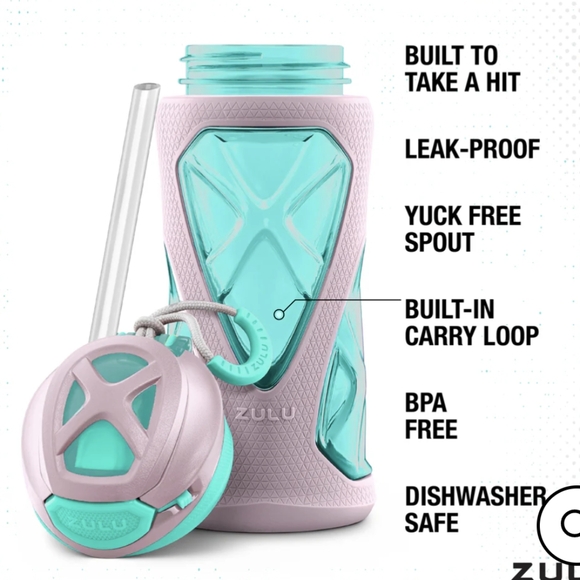 NEW Kids Zulu 16oz Tritan™ Plastic Water Bottle Set of 2 - Picture 4 of 5